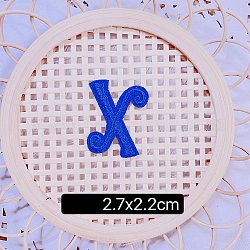 Computerized Embroidery Cloth Self Adhesive Patches, Stick on Patch, Costume Accessories, Letter, Blue, X:27x17mm