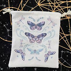 Stockage de cartes de tarot en tissu sacs à cordon, support de rangement de bureau de tarot, le modèle de papillon, 18x13 cm