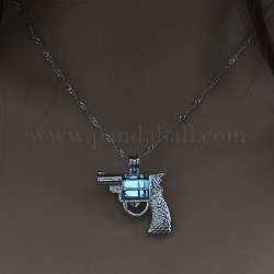 Collier pendentif cage à fusil en alliage avec pierre de luminaires, bijoux phosphorescents pour femme, bleuet, 17.72 pouce (45 cm)