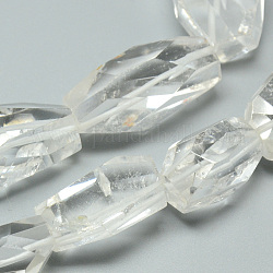 Chapelets de perles en cristal de quartz naturel, perles de cristal de roche, facette, pépites, 19~28x13~18x9~13mm, Trou: 1~2mm, Environ 17 pcs/chapelet, 15.7 pouce