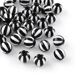 Striscia perline acrilici opachi, tondo, nero, 16x15mm, Foro: 3 mm