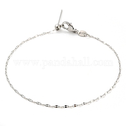 304 Stainless Steel Add a Bead Adjustable Link Chains Bracelets for Women, Stainless Steel Color, 21x0.15cm