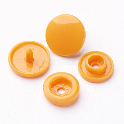 レジンスナップファスナー  レインコートのボタン  フラットラウンド  オレンジ  キャップ：12x6.5mm  ピン：2mm  スタッド：10.5x3.5mm  穴：2mm  ソケット：10.5x3mm  穴：2mm