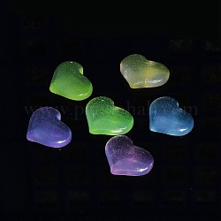 Cabochon luminosi in resina trasparente, cuore, colore misto, 15.5x20x7mm