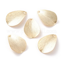 Brass Charms, Teardrop, Real 24K Gold Plated, 20x13x2mm, Hole: 1.4mm