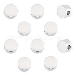 Unicraftale 304 Stainless Steel Beads, Flat Round, Stainless Steel Color, 5x8mm, Hole: 2.5mm, 10pcs/box