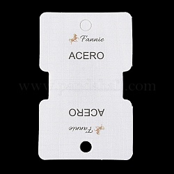 Falten Sie Schmuckkarten aus Papier um, Präsentationskarten für Halsketten und Armbänder, Rechteck mit Wort Acero, weiß, Fertigprodukt: 37.5x50x5.5mm, 8x5x0.05 cm, Bohrung: 6 mm