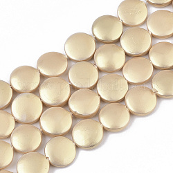 Shell Perlen Stränge, gischt gemalt, Flachrund, golden, 10.5x3.5 mm, Bohrung: 0.8 mm, ca. 34 Stk. / Strang, 14.17 Zoll (36 cm)