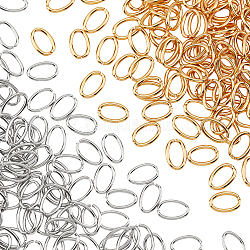 Dicosmetic 200 pz 2 colori 304 anelli di salto aperti in acciaio inox, ovale, oro & colore acciaio inossidabile, 10x6.5x1.1mm