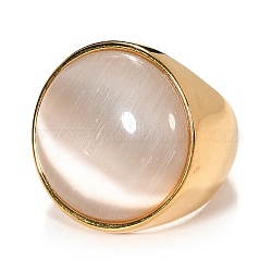 Ионное покрытие (ip) 304 широкополосное кольцо из нержавеющей стали, с кошачий глаз, овальные, золотые, Размер 8, 18 мм