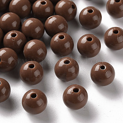 Opaque Acrylic Beads, Round, Camel, 10x9mm, Hole: 2mm, about 940pcs/500g