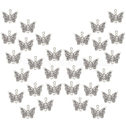 Ahandmaker 30 pcs connecteurs papillon breloques, Breloques à maillons papillon en alliage avec doubles boucles en laiton, Pendentifs de connecteur de style tibétain, pour la fabrication de bijoux, bracelets, colliers, porte-clés, 15x17mm