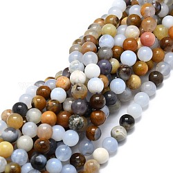 Cordes de perles de calcédoine naturelles, ronde, 8mm, Trou: 1mm, Environ 46 pcs/chapelet, 15.55'' (39.5 cm)