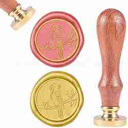 DIY Sammelalbum, Messing Wachs Siegelstempel und Holz Griffsätze, Papagei, golden, 8.9x2.5 cm, Briefmarken: 25x14.5 mm