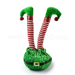 Ornamenti per le gambe degli elfi di stoffa di natale, per le decorazioni del desktop di casa della festa di Natale, verde, 120x140x290mm