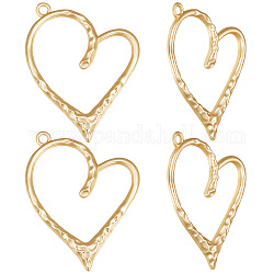 Beebeecraft Alloy Big Pendants, Matte Style, Heart, Real 14K Gold Plated, 57x47x3.5mm, Hole: 3mm, 10pcs/box