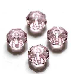 Imitation österreichischen Kristallperlen, Klasse aaa, facettiert, Achteck, rosa, 6x4 mm, Bohrung: 0.7~0.9 mm