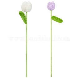 Fingerinspire 2pcs 2 couleurs coton tricot fleur artificielle, accessoires ornement, tulipe, couleur mixte, 420x55~65mm