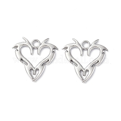 304 Stainless Steel Pendants, Heart Charm, Stainless Steel Color, 20x20x2mm, Hole: 2.3mm