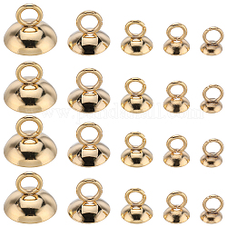 Sunnyclue 100 pièces 5 taille 201 en acier inoxydable perle bouchon pendentif bails, pour les pendants de couverture de bulle de verre de globe, or, 4~7x4~10mm, Trou: 1.2~3mm, 20pcs / taille
