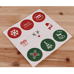 Pegatinas de sellado, etiquetas adhesivas de la imagen del paster, tema de la Navidad, color mezclado, 35 mm, 9pcs / hoja