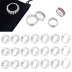 Unicraftale 21 pz 7 taglia 201 nucleo anello in acciaio inossidabile vuoto per creazione di gioielli intarsio, anello con bordo smussato a doppio canale, con sacchetti di velluto 1pc, colore acciaio inossidabile, diametro interno: 17.4~22.3mm, 3pcs / size