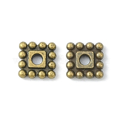 Tibetischen Stil Legierung Zwischenperlen, Cadmiumfrei und Nickel frei und Bleifrei, Viereck, Antik Bronze, 7x7x2 mm, Bohrung: 2 mm