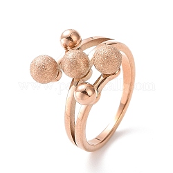 Chapado en iones (ip) 304 anillo de dedo de bola redonda de acero inoxidable para mujer, oro rosa, nosotros tamaño 7 (17.3 mm)