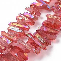 Натуральный кристалл кварца точки бусины нити, окрашенные, самородки, светло-вишневый, 15~30x4~8x4~7 мм, отверстие : 1 мм, 8 дюйм
