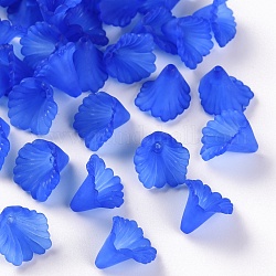 Coupelles en acrylique mat, fleur, bleu royal, 12x12x9mm, Trou: 1.2mm, environ 1700 pcs/500 g