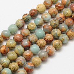 Runde natürliche Aqua Terra Jaspis Perlen Stränge, 8 mm, Bohrung: 1 mm, ca. 51 Stk. / Strang, 15.7 Zoll
