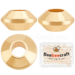 Beebeecraft 50 Stück Abstandsperlen aus Messing, Nickelfrei, Doppelkegel, echtes 18k vergoldet, 7x4 mm, Bohrung: 2.7 mm