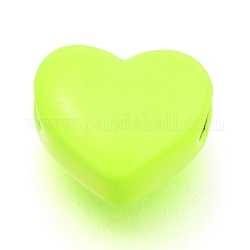 Латунные бусины, окрашенные распылением, сердце, зеленый желтый, 8.5x10x5.5 мм, отверстие : 2.2 мм
