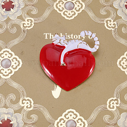 Сердце с кошачьей эмалевой булавкой, значок из позолоченного сплава для одежды рюкзака, белые, 46x41 мм