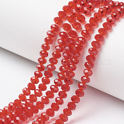 Glass Beads Strands, Faceted, Rondelle, Red, 2.5x2mm, Hole: 0.4mm, about 170pcs/strand, 11.8 inch(30cm)