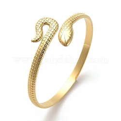 Bracelet manchette doré 304 en acier inoxydable pour femme, serpent, diamètre intérieur: 2-1/8 pouce (5.5 cm)