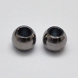 Messing Perlen, Bleifrei und Nickel frei und Cadmiumfrei, solide Runde, Metallgrau, 6 mm, Bohrung: 3 mm