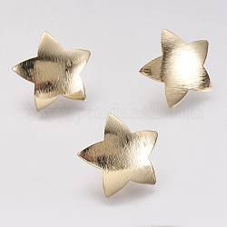 Accessoires de clous d'oreilles en laiton, avec boucle, sans nickel, véritable 18k plaqué or, étoiles du nord, 23x23mm, Trou: 2mm, pin: 0.8 mm