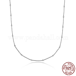 925 Sterling Silver Satellite Chains Necklaces, Platinum, 15.75 inch(40cm)