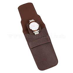 Bolsas de almacenamiento portátiles de cuero de pu para un solo reloj, organizador de estuche de viaje para reloj estilo sobre para hombres y mujeres, coco marrón, 14x7.8x0.65 cm