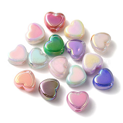 Perline acrilico, perline in perline, cuore, colore misto, 12.5x14.5x8mm, Foro: 3.7 mm