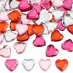 FINGERINSPIRE 48Pcs 25x25mm Heart Shape Acrylic Self Adhesive Rhinestone Red Pink Clear Rose Crystals Bling Sticker Flat Back Gems Rhinestone for Cosplay Wedding Costume DIY Jewelry