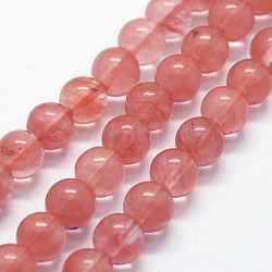 Chapelets de perles en verre de quartz de cerise, ronde, 10mm, Trou: 1mm, Environ 37 pcs/chapelet, 14.76 pouce (37.5 cm)