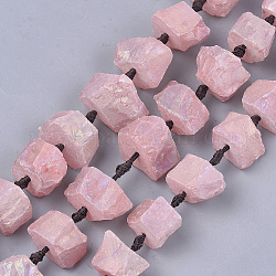 Brins de perles de cristal de quartz naturel brut, teinte, pépites, Saumon, 14~17x15~33x13~23mm, Trou: 2mm, Environ 15~16 pcs/chapelet, 14.3 pouce