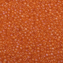 Toho runde Saatperlen, japanische Saatperlen, (174f) helle Hyazinthe orange transparent Regenbogen matt, 8/0, 3 mm, Bohrung: 1 mm, ca. 222 Stk. / 10 g