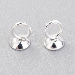 201 perline pendenti in acciaio inossidabile, per ciondoli con coperchio a bolle di vetro globo, argento, 5x4mm, Foro: 2.5 mm