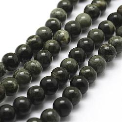 Brins de perles de jaspe de ligne verte naturelle, ronde, 8mm, Trou: 1mm, Environ 49 pcs/chapelet, 15 pouce