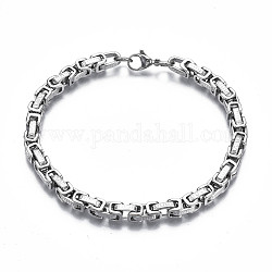 201 bracelet chaîne byzantine en acier inoxydable pour homme femme, couleur inoxydable, 8-5/8 pouce (22 cm)