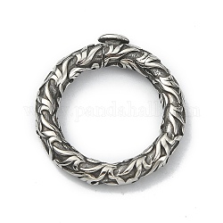 Cierres giratorios de acero inoxidable quirúrgico estilo tibetano 316, anillo redondo texturizado, plata antigua, 23.3x3.7mm