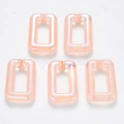 Transparentem Acryl Verknüpfung Ringe, Quick-Link-Anschlüsse, zur Herstellung von Schmuckketten, ab Farbe plattiert, Nachahmung Edelstein-Stil, Rechteck, rosa, 30x20x6.5 mm, Innendurchmesser: 18x8 mm